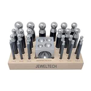 JEWELTECH 26 Piece Dapping Doming Punch Block Set 2.3 mm to 25 mm ...