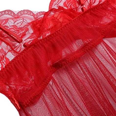 MYEDO Women Sexy Lingerie Lace See-Through 2 Pieces Babydoll Mini ...