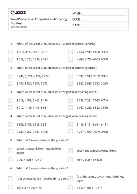 Image result for Ordering Numbers Worksheets 3rd Grade