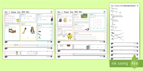 New Zealand Year 1 Spelling, Punctuation and Grammar Mats