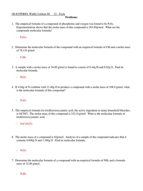 Image result for Empirical Formula Problems