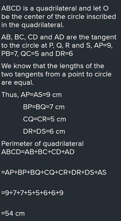 In the given figure, PQRS is a quadrilateral which circumscribes a ...