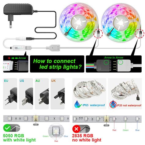 Buy 50ft Music Sync LED Strip Lights 5050 RGB Light Bluetooth Remote ...