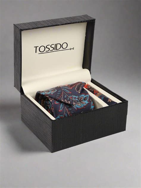 Grey Floral Printed Necktie & Pocket Square Giftset
