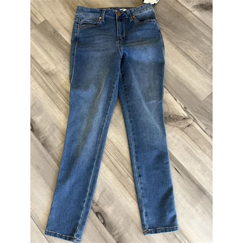 Seven 7 High Rise Skinny Skin Fit Blue Denim Stretch... - Depop