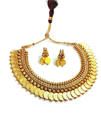 Jewels Galaxy White Traditional Temple Coin Jewellery Set (JG-NC-320 ...