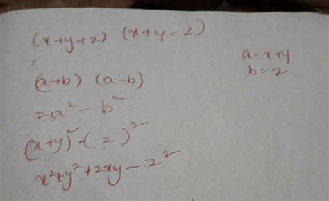Simplify :(x + y + z)(x + y – z) - Brainly.in