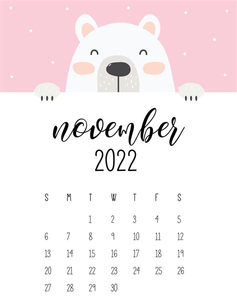 Cute Calendar November 2022