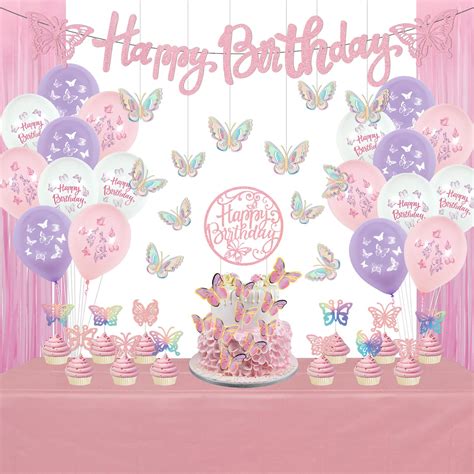 Butterfly Birthday Party Decorations Butterfly Happy Birthday Banner ...