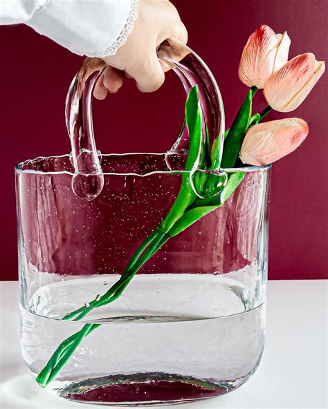 Amazon.com: Clear Handbag Flower Vase - Glass Purse Vase for Flowers, 7 ...