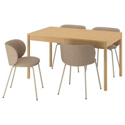 TONSTAD / KRYLBO table and 4 chairs, oak veneer/Tonerud dark beige, 140 ...