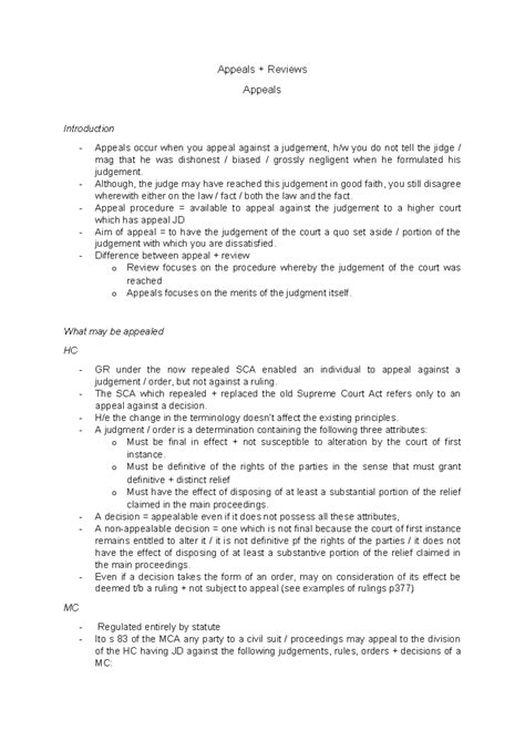 Civil Procedure: Overview of Appeals & Reviews Process - Studocu