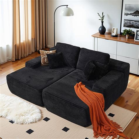 ALTRIGUS 81-in W Casual Black Plush 2-seater Sleeper in the Couches ...