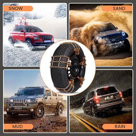 Allextreme 18"Anti-Slip Car Tyre Chain Universal Emergency 3 Chains ...