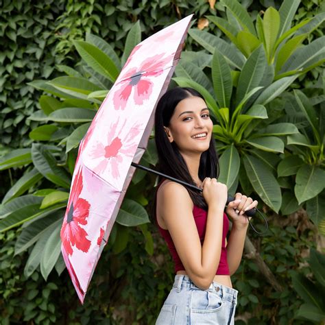 Buy Destinio Pink Floral Printed Umbrella, 21 Inches, 3 Fold - Destinio.in