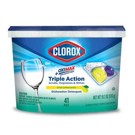 Buy Clorox Triple Action +OxiMax Dishwasher Detergent Pacs, 41 Count ...