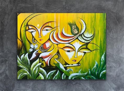 Buy Modern Indian Art Acrylic Radha Krishna Painting Indian Online in ...