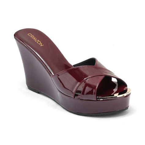 AIYANA- BURGUNDY WEDGES – Crimzon