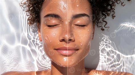 une cote à cote Comparaison de une les personnes peau avant et après correct hydratation pour ...