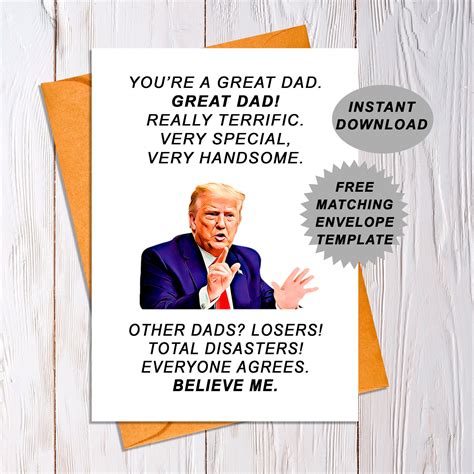Funny Trump Father's Day Card: Humorous Cartoon Gift (digital Download ...