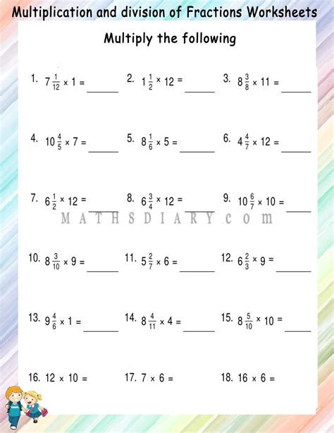 Fraction Multiplication And Division Worksheets Pdf Fractions Four