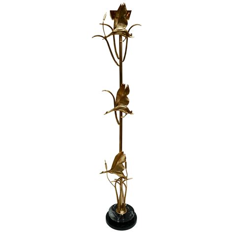 Stiffel Brass Floor Lamp With Round Lucite Table at 1stDibs