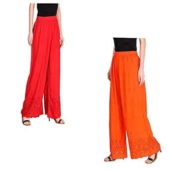 Buy ALIYAA Women's Very Comfertable Cotton Rayan Chikan Plazoo ...