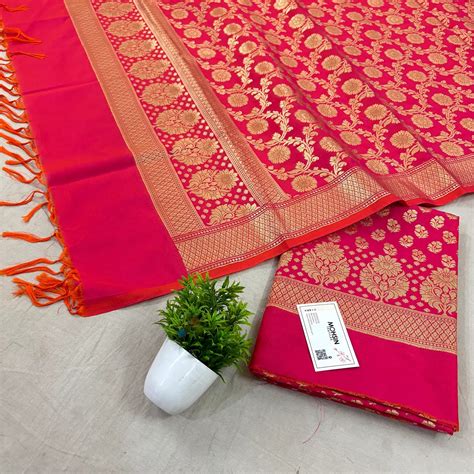 Rani Pink Guldaan Fool Katan Silk Banarasi Suit – Mohsin Textiles