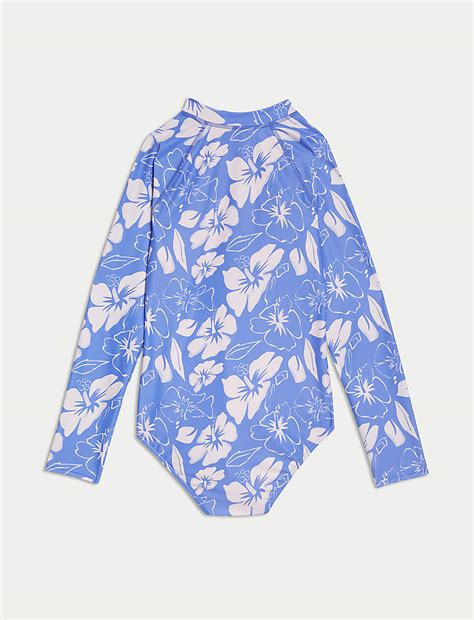 Buy Hibiscus Print Long Sleeve Swimsuit (6-16 Yrs) at Marks & Spencer