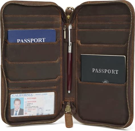 Polare Full Grain Leather Family Passport Holder Travel Wallet and ...