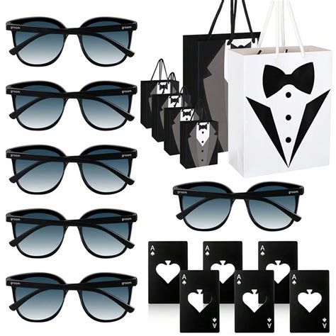 18 Pcs Groomsmen Gifts Set 6 Pcs Groomsmen Gauge Glasses With 6 Pcs ...