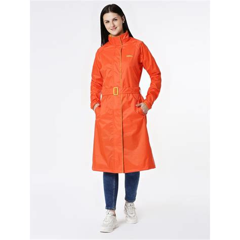 Buy ZEEL Diva Orange Waterproof Trench Raincoat with Belt (Set of 2) Online