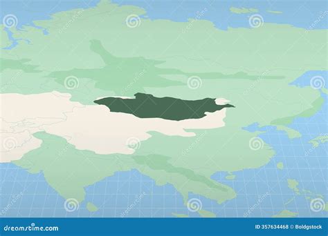 Mongolia Location Map On Map Asia. 3d Mongolia Flag Map Marker Location ...