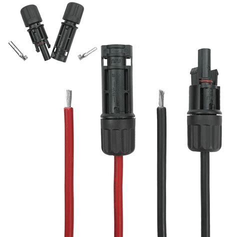 Mogankey Upgrade 1 Pair 20 feet Black + 20 feet Red Solar Extension ...