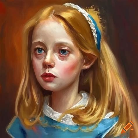 Oil painting illustration of alice in wonderland
