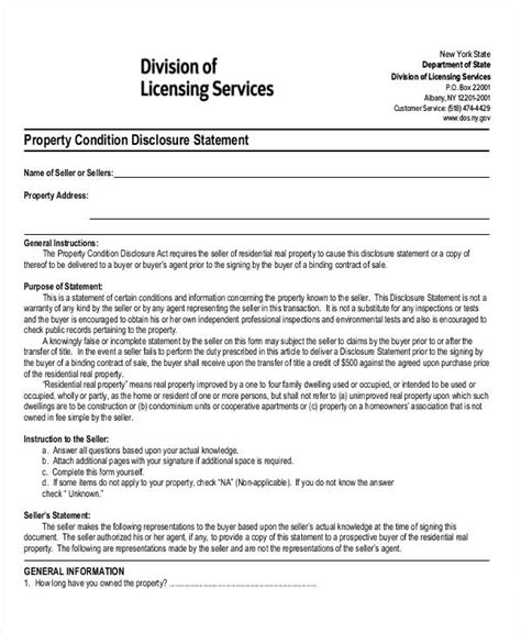 Image result for Disclosure Statement Example