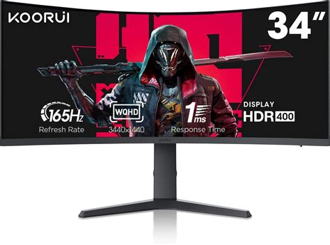 Amazon.com: KOORUI 34 inch Ultrawide 21:9 Curved Gaming Monitor 165Hz ...