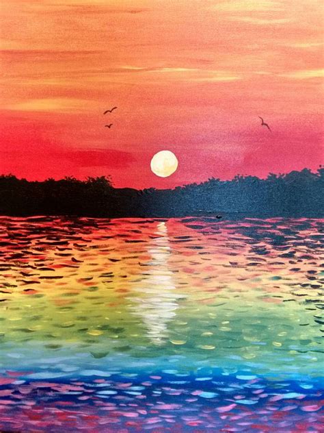 Sunset On Rainbow Lake by Susan Smith - Paint Nite Paintings | Art ...