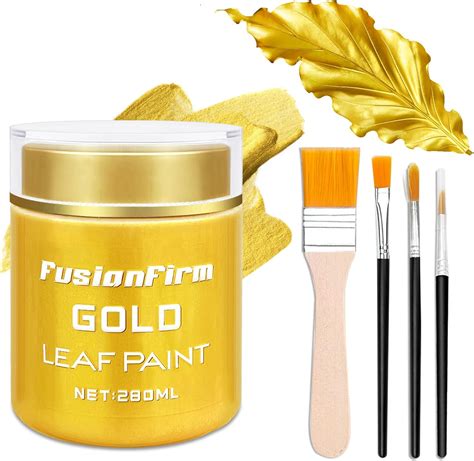 Acrylic Paint Metallic Gold, 280ml Liquid Gold Leaf Paint, Hand-crafts ...