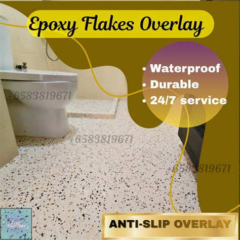 Anti-slip flooring / Toilet floor epoxy flakes / Toilet floor and wall ...