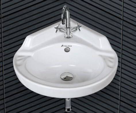 PARRYWARE Corner Series Wall Mounted WASH Basin (White) with Faucet ...