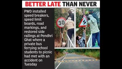 Speed Breakers and Railings Installed After Fatal Pendhri Ghat Accident ...