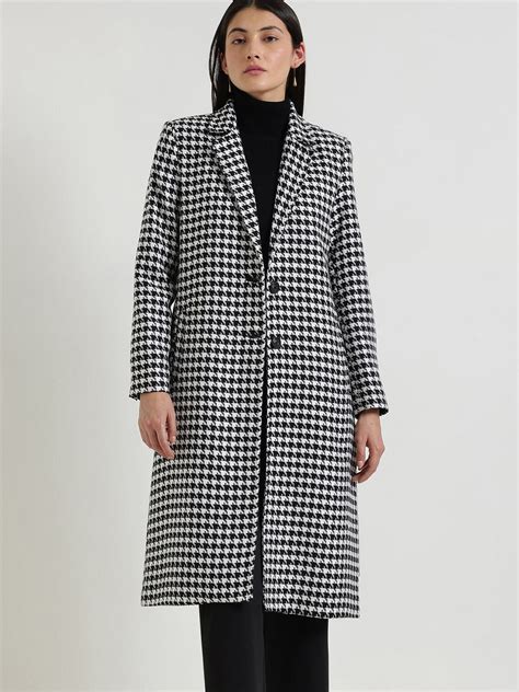 Buy Black Single Breasted Tweed Long Overcoat Online | FableStreet