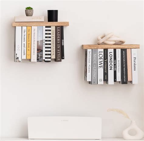 SnugLife Floating Book Shelves for Wall Mounted Set of 2 - Upside Down ...
