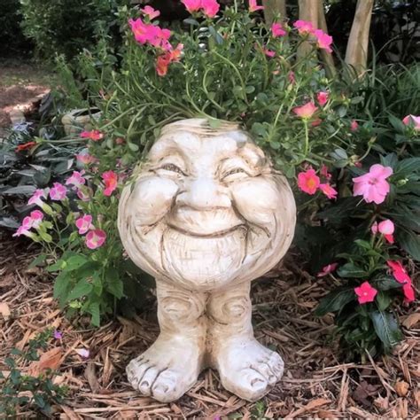 Buy Antique Naughty Faces Outdoor Statue Planter, Grumpy/Joyful Face ...