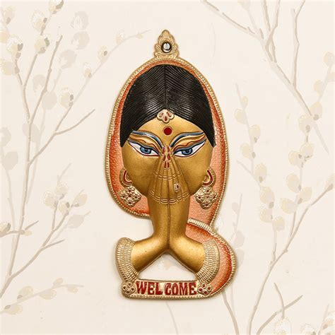 Welcome Lady Metal Colorful Wall Hanging - eCraftIndia Online