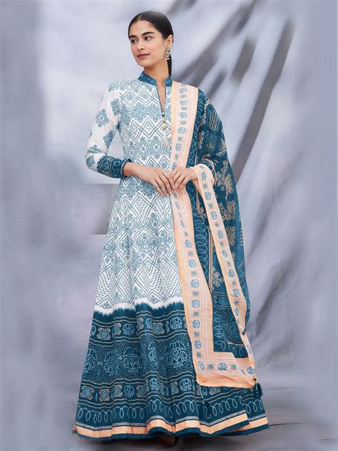Multi Slub Cotton Anarkali Dress 192509 Multi Digital Printed Work ...