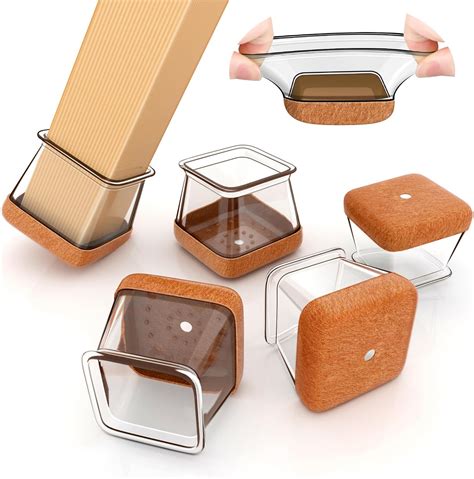 32PCS Square Chair Leg Floor Protectors with Wrapped Felt, Chair Leg ...