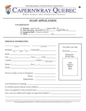 Fillable Online Staff Application - Clover Sites Fax Email Print ...