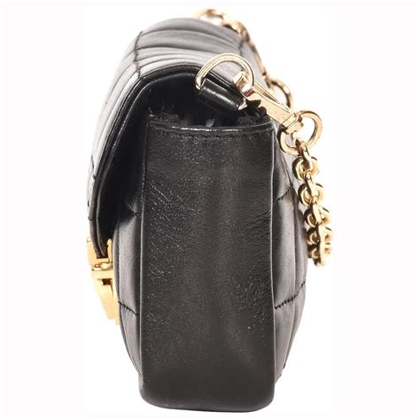 Sassora Genuine Leather Black Quilted Designed Shoulder Bag